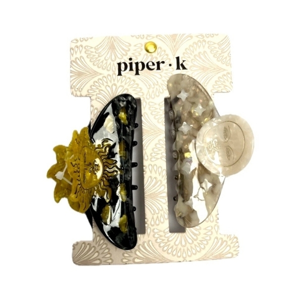 🌚🔹️ Piper K🔹️ sun and moon claw hair clips set of 2! - Picture 1 of 2